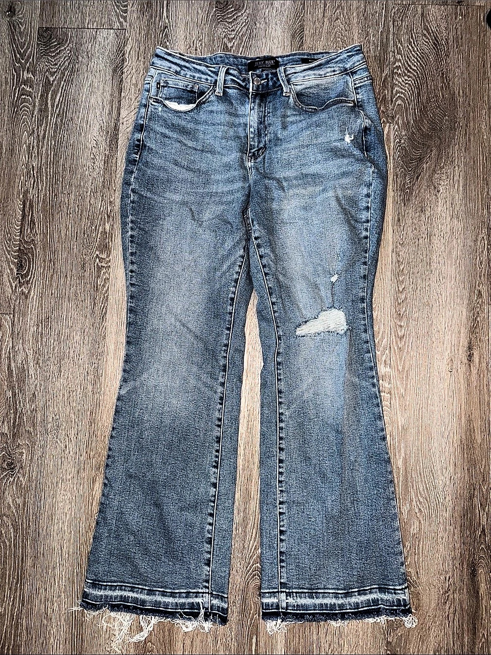 Judy Blue Bootcut Distressed Jeans in Blue Waist 14W denim pants